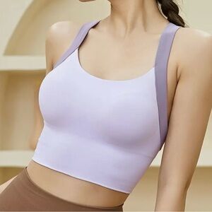High Impact Sports Bra Purple For Activewear Yoga Crisscross Back Size S